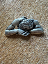 Load image into Gallery viewer, ‘The Thinker’ 1980s Sculptural Pewter Pin – Art Nouveau Style
