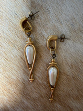 Load image into Gallery viewer, 1980s Caged Faux Pearl Lantern Drop Earrings