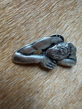 Load image into Gallery viewer, ‘The Thinker’ 1980s Sculptural Pewter Pin – Art Nouveau Style