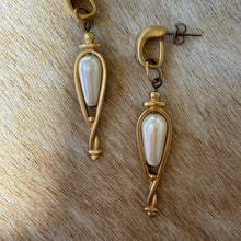 Load image into Gallery viewer, 1980s Caged Faux Pearl Lantern Drop Earrings