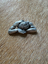 Load image into Gallery viewer, ‘The Thinker’ 1980s Sculptural Pewter Pin – Art Nouveau Style
