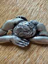 Load image into Gallery viewer, ‘The Thinker’ 1980s Sculptural Pewter Pin – Art Nouveau Style
