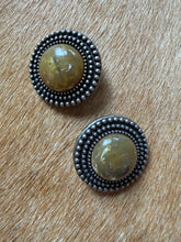 Load image into Gallery viewer, Antiqued Silver 1980’s Textured Cabochon Clip-On Earrings
