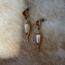 Load image into Gallery viewer, 1980s Caged Faux Pearl Lantern Drop Earrings
