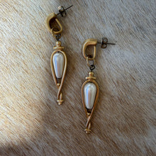 Load image into Gallery viewer, 1980s Caged Faux Pearl Lantern Drop Earrings
