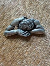 Load image into Gallery viewer, ‘The Thinker’ 1980s Sculptural Pewter Pin – Art Nouveau Style
