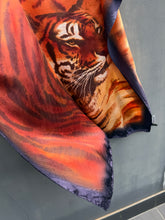 Load image into Gallery viewer, David Jones 100% Silk Tiger Portrait Scarf 1990’s 🇮🇹
