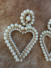 Load image into Gallery viewer, Coquette Baroque Pearl Wire-Wrapped Heart Drop Earrings
