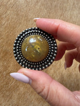 Load image into Gallery viewer, Antiqued Silver 1980’s Textured Cabochon Clip-On Earrings
