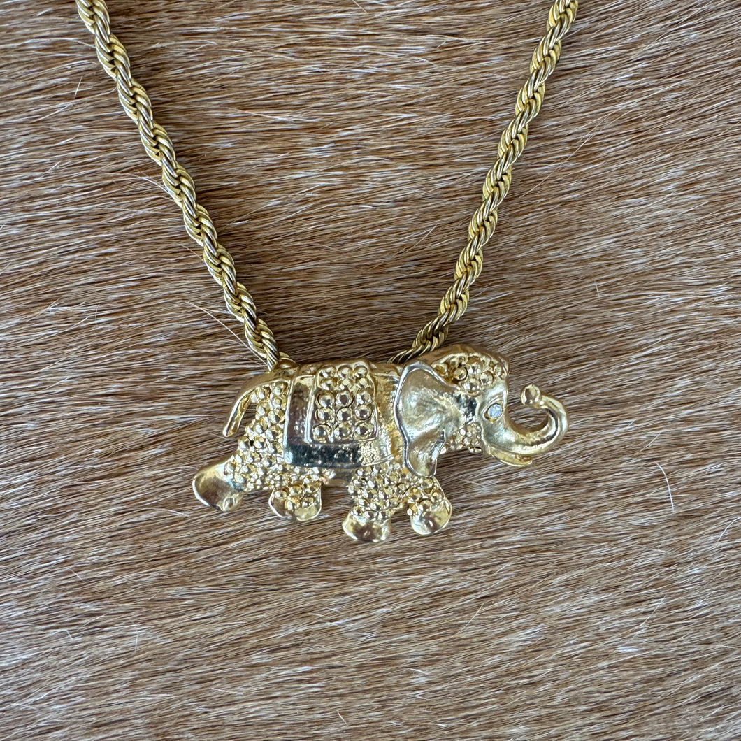 Elephant Brooch Necklace