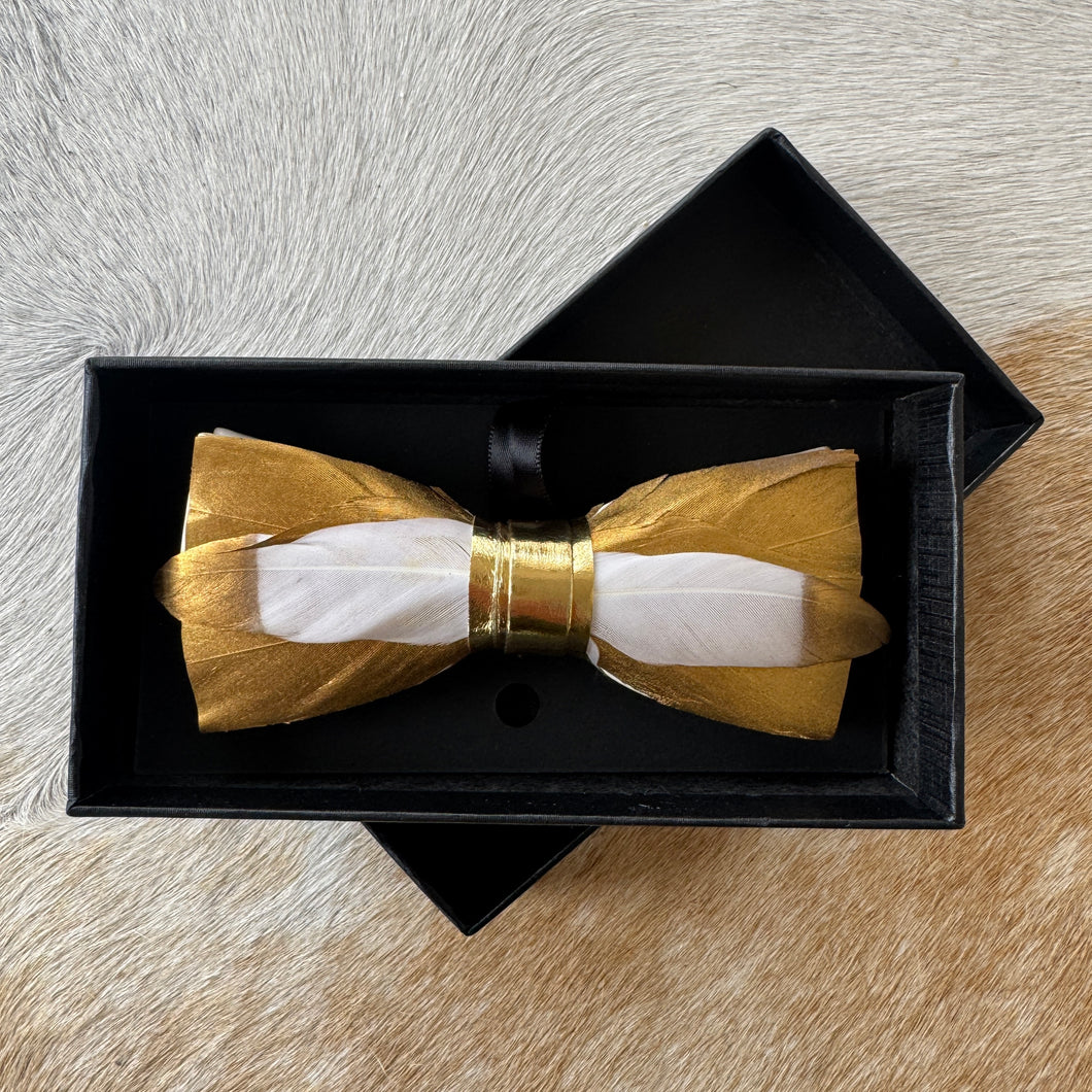 Luxe Leather Feather Bowtie