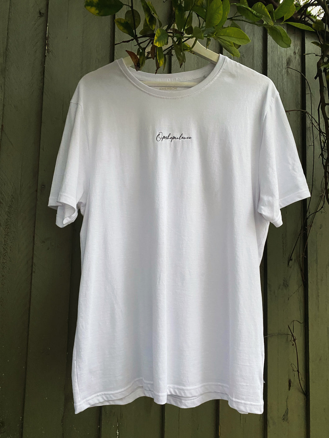 White Opshopulence Tee (Centre Embroidery)