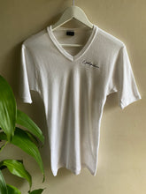 Load image into Gallery viewer, White Opshopulence V-neck Tee (Left Embroidery)
